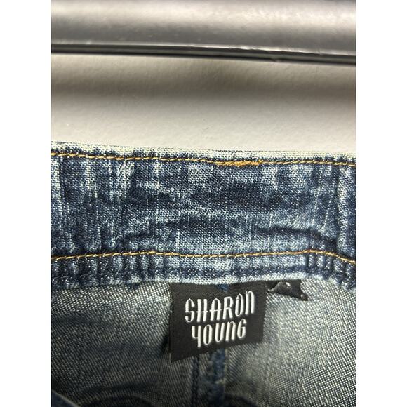 Sharon Young Jeans Womens 10 Beaded Bootcut Blue Denim Mid Rise Embellished - Picture 4 of 11